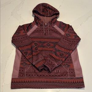Burton Geometric Patterned Ski Sweatshirt Hoodie Fleece Lined Size Small